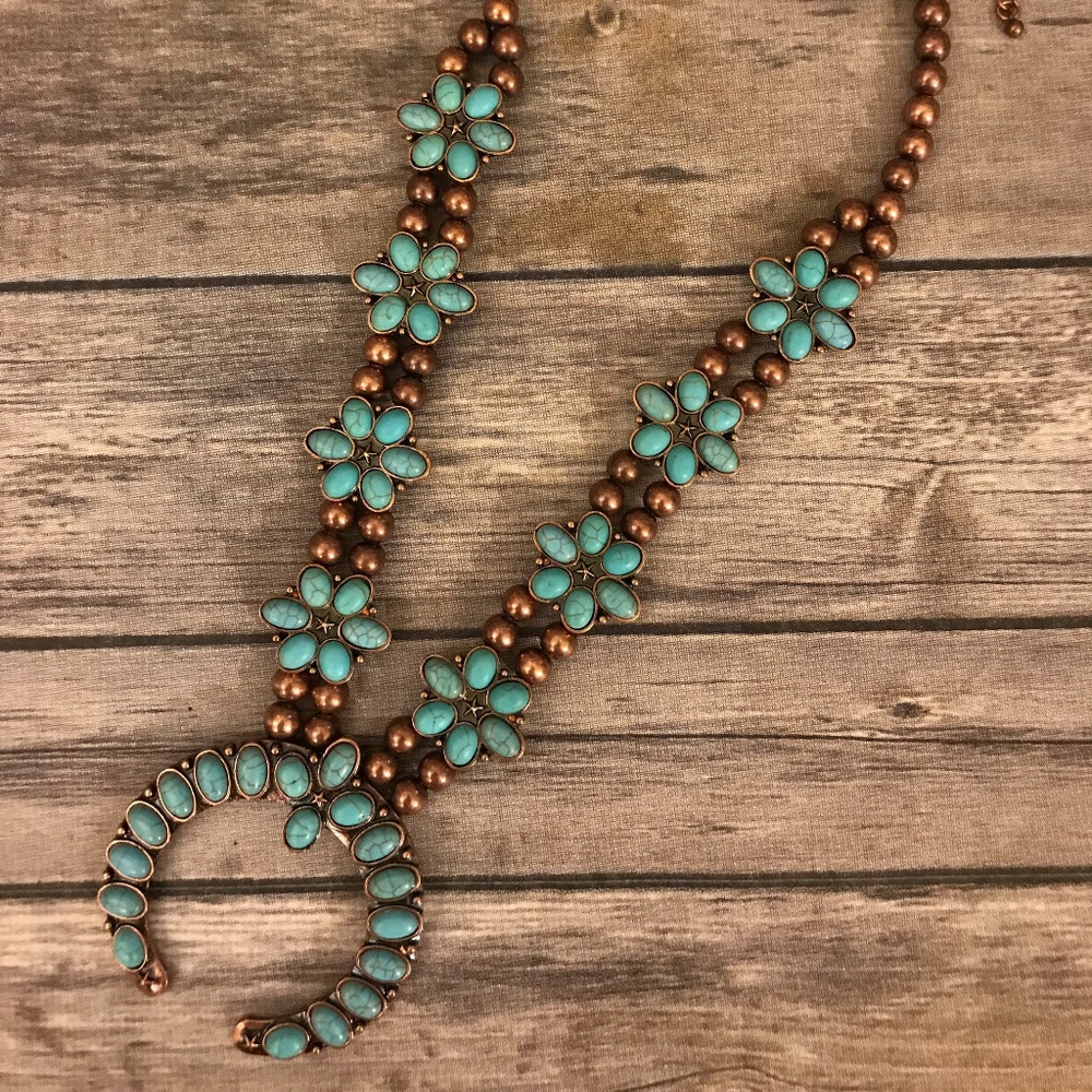 Turquoise Squash Blossom Necklace Set